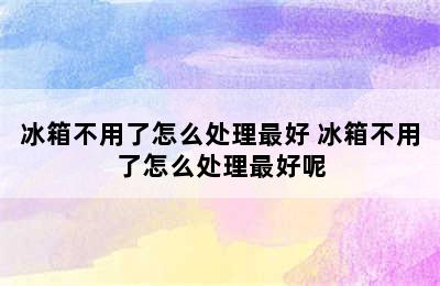 冰箱不用了怎么处理最好 冰箱不用了怎么处理最好呢